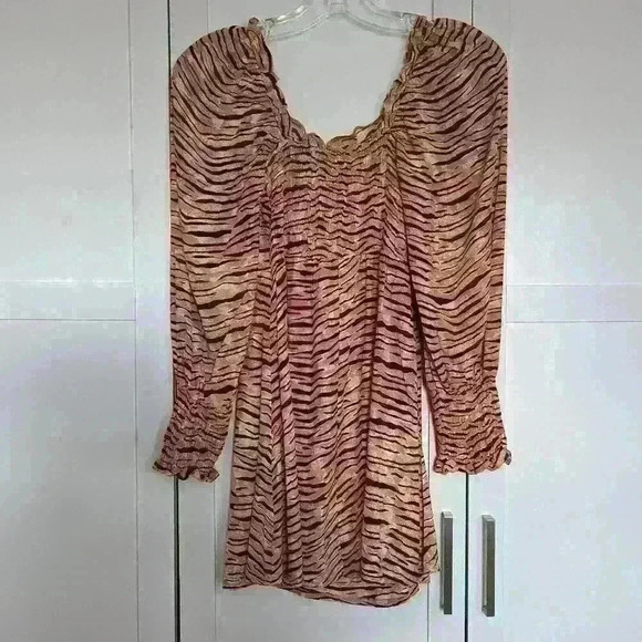 Nwt  Faithful The Brand Ira Animal Print Square Neck Mini Dress - Picture 3 of 4